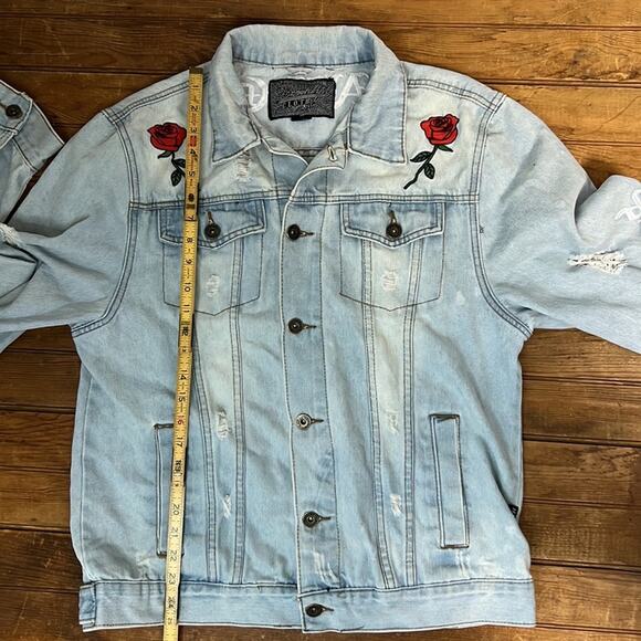 Vintage Brooklyn Cloth Y2K distressed denim jean jacket dragon savag size xl - Picture 7 of 7